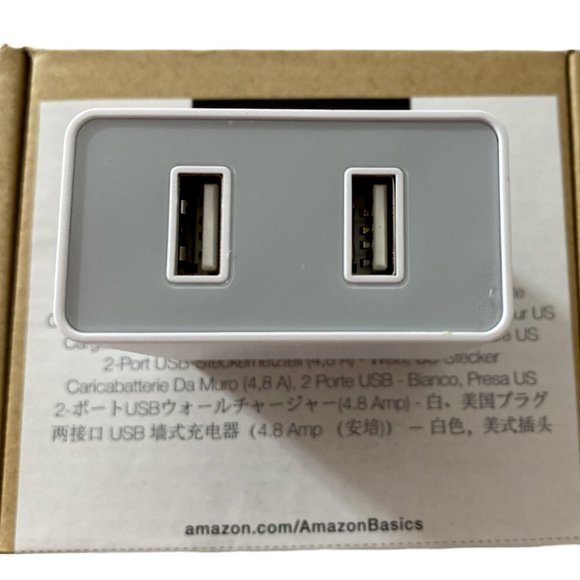 Amazon Basics 2-Port USB Wall Charger for Phone, iPad Tablet, 4.8 Amp, White - Picture 3 of 4